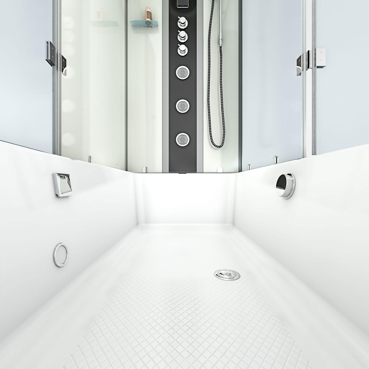 DUSCHE Wanne Kombination K05-L03 180x90 - Weiß, Glas/Kunststoff (90/225/180cm) - AcquaVapore by Sandra Jentho