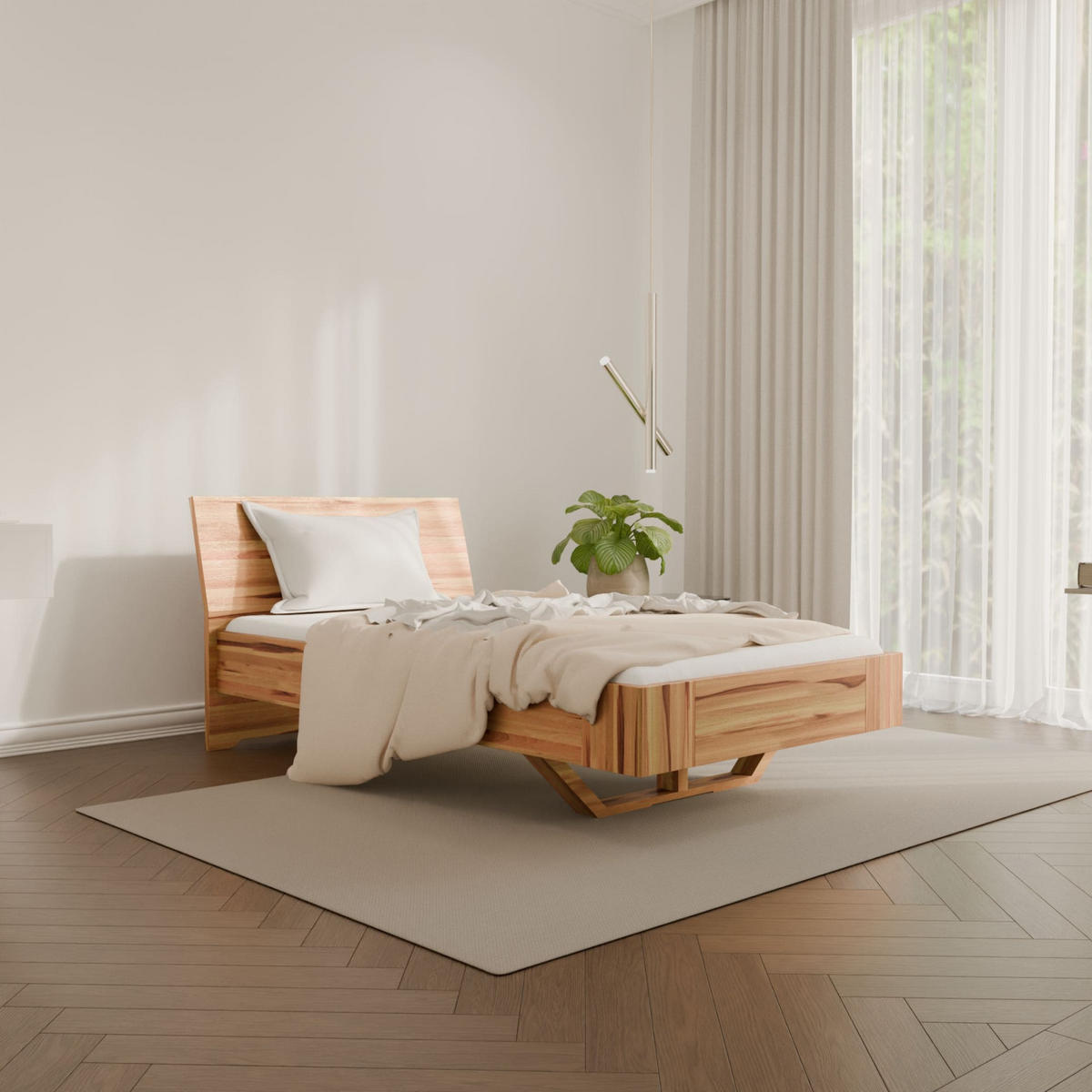 SCHWEBEBETT HOVERO 100/200 cm aus Kernbuche - Braun, Holz (100/200cm) - MeinMassivholz