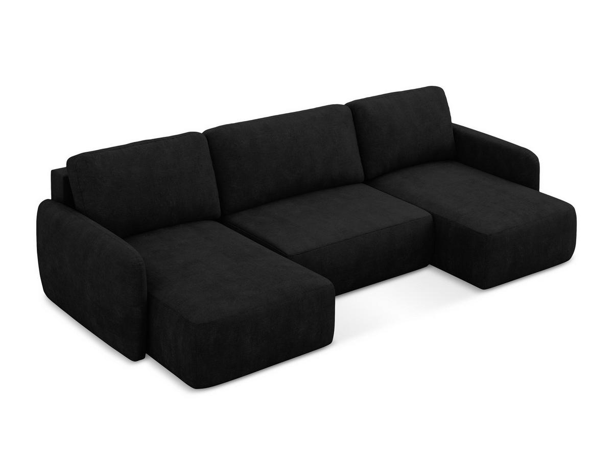ECKSOFA Links Strukturstoff Blau - Pastellblau/Schwarz, Holzwerkstoff/Kunststoff (224/166cm) - LaMiaSofa