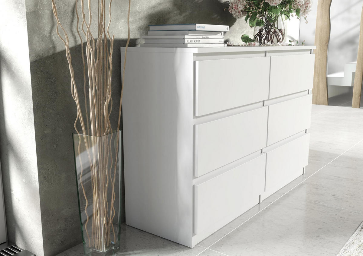 KOMMODE 120 Weiß 120x78,5x39 cm - Weiß, Holzwerkstoff (120/78.5/39cm) - Mobelsta