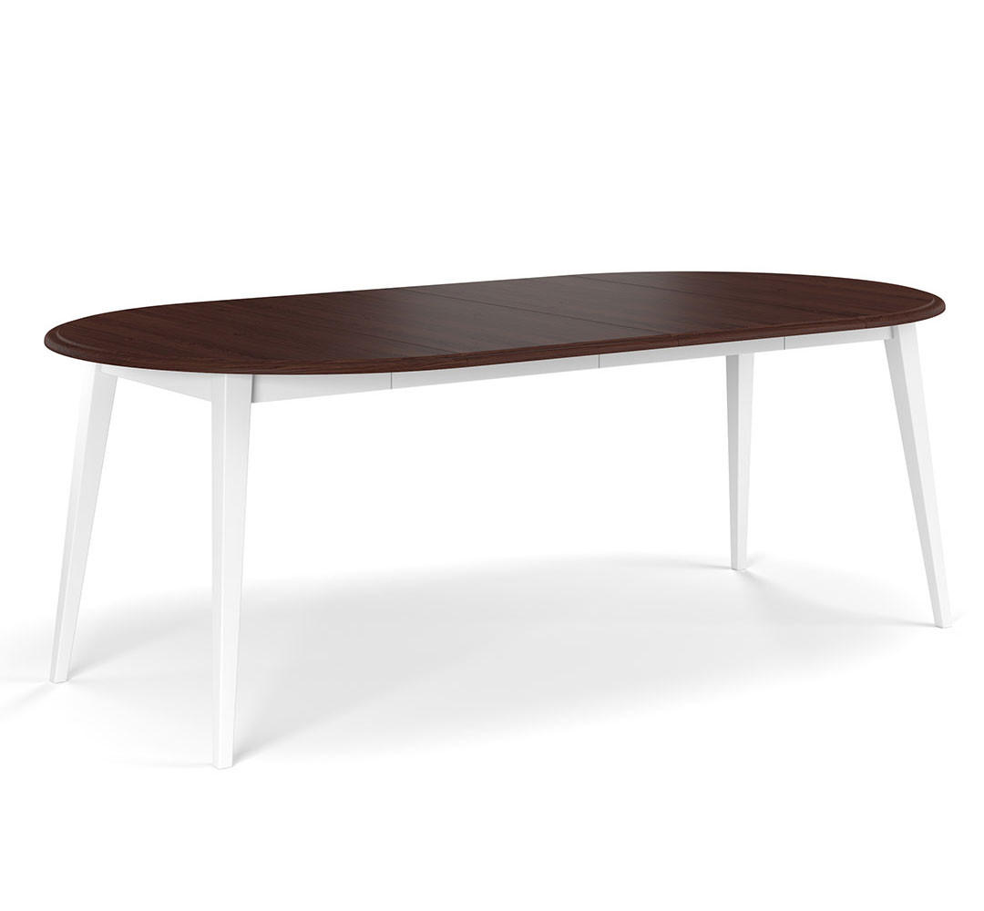 ESSTISCH Belluno Elegante Kiefer weiß (RAL9010) lackiert / Kiefer gebeizt, Nussbaumfarben 110-210 / 110 / 74,5cm - Nussbaumfarben/Weiß, Holz (110/210/75cm) - Feldmann-Wohnen