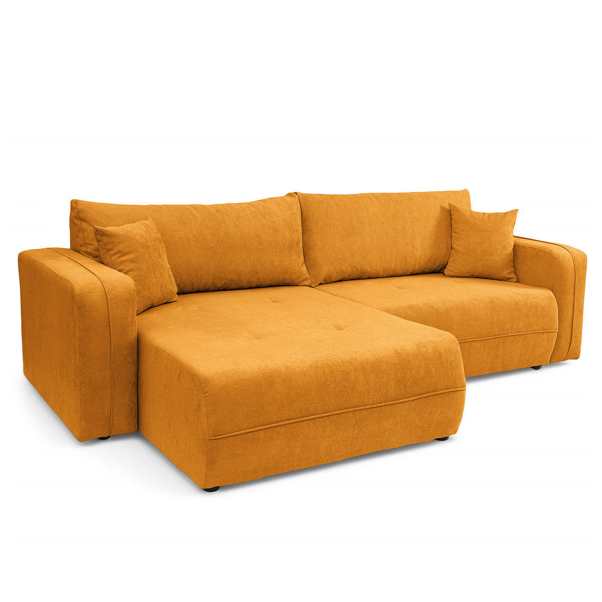 ECKSOFA mit Schlaffunktion - 244 cm - Gelb/Schwarz, Kunststoff/Textil (244/145cm) - home24
