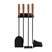 5-TLG.KAMINBESTECK-SET - Schwarz, Holz/Metall (20/57/6.5cm) - Relaxdays