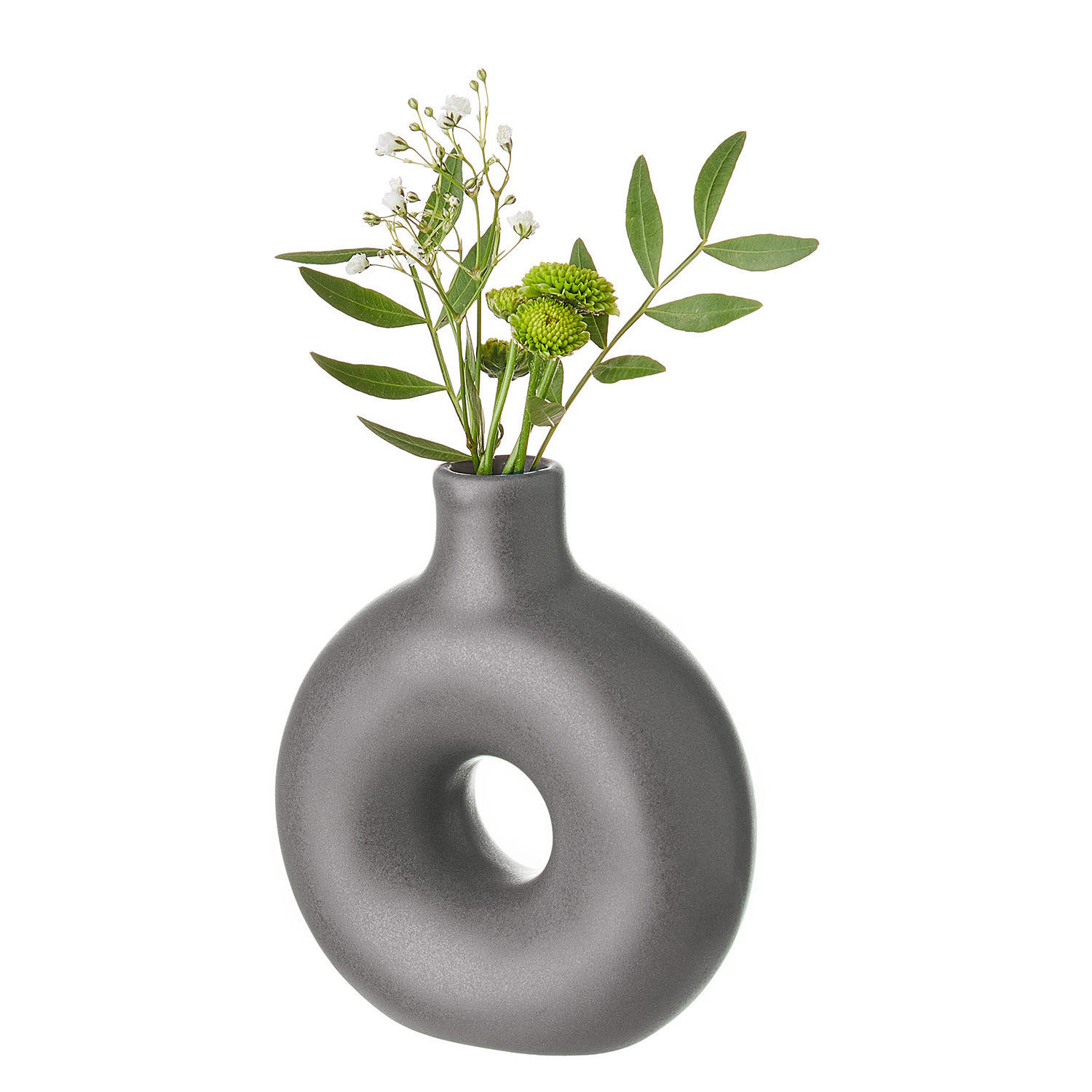 MINI-VASE (6er Set) Loopy - Anthrazit, Stein (10cm) - Butlers