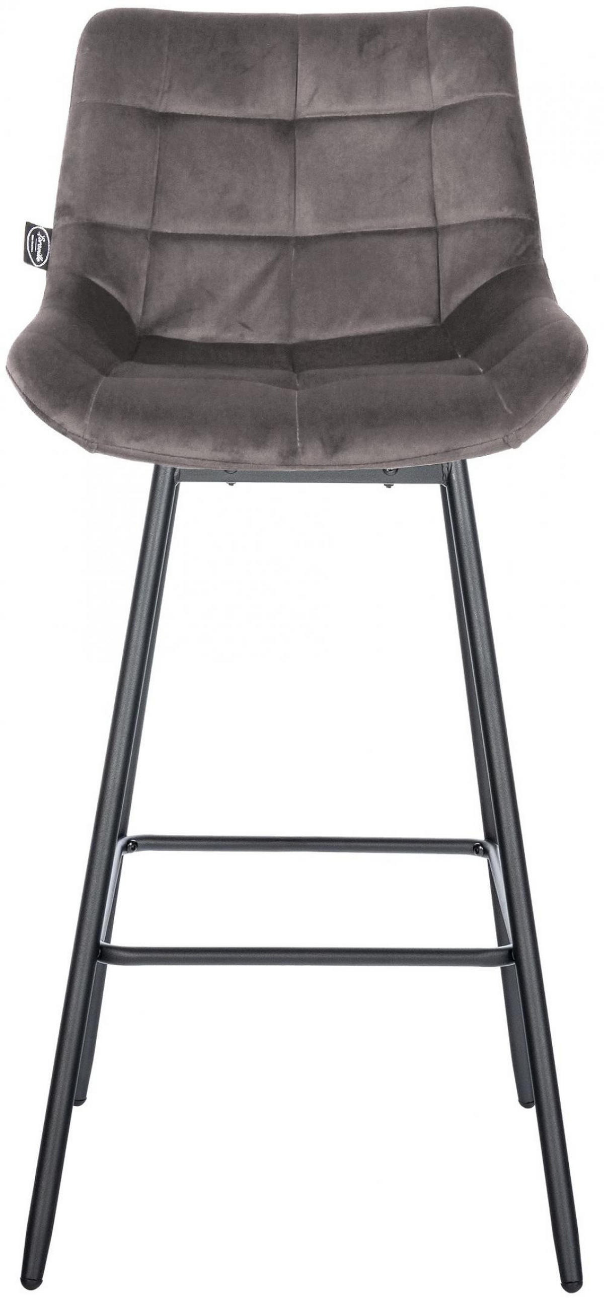 BARHOCKER Samt grau - Schwarz/Grau, Textil/Metall (49/105/56cm) - CLP
