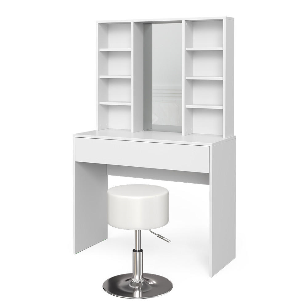 SCHMINKTISCH Alexa Weiß 93 cm mit Hocker - Weiß, Holzwerkstoff (93/147/40cm) - Vicco