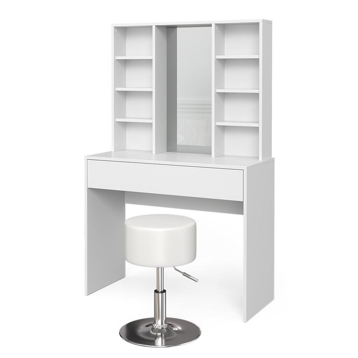 SCHMINKTISCH Alexa Weiß 93 cm mit Hocker - Weiß, Holzwerkstoff (93/147/40cm) - Vicco