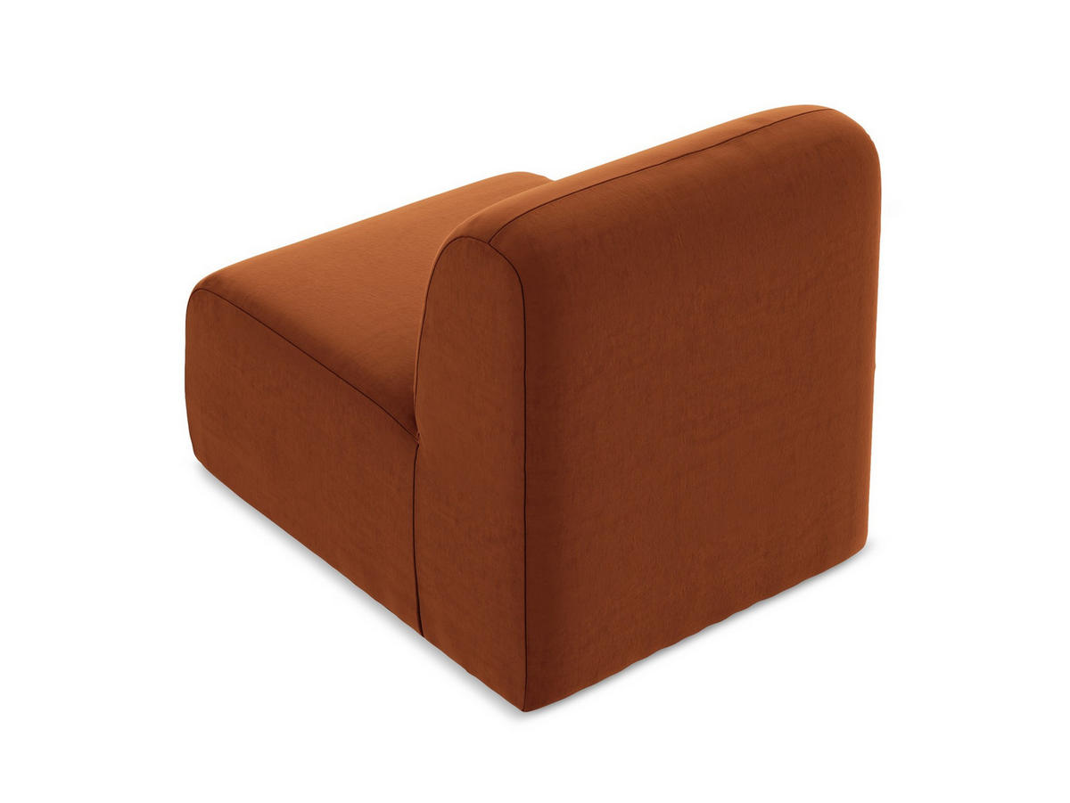 SOFAELEMENT Samt Stoff Orange - Terra cotta/Schwarz, Holzwerkstoff/Kunststoff (70/75/94cm) - Makamii