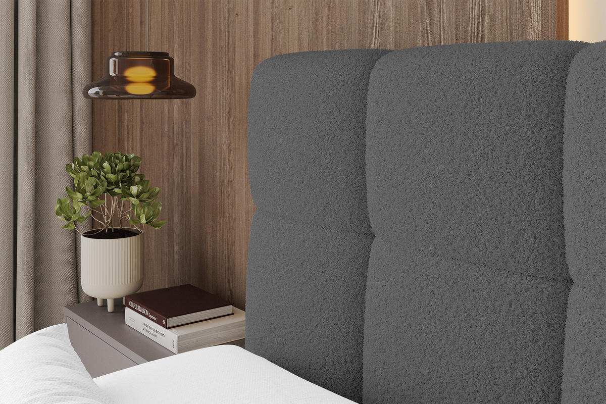 BOXBETT mit Matratze H3/H4 - FAMA KING - 180x200 cm Grau Quelle - Schieferfarben, Holzwerkstoff (180/200cm) - ALTDECOR