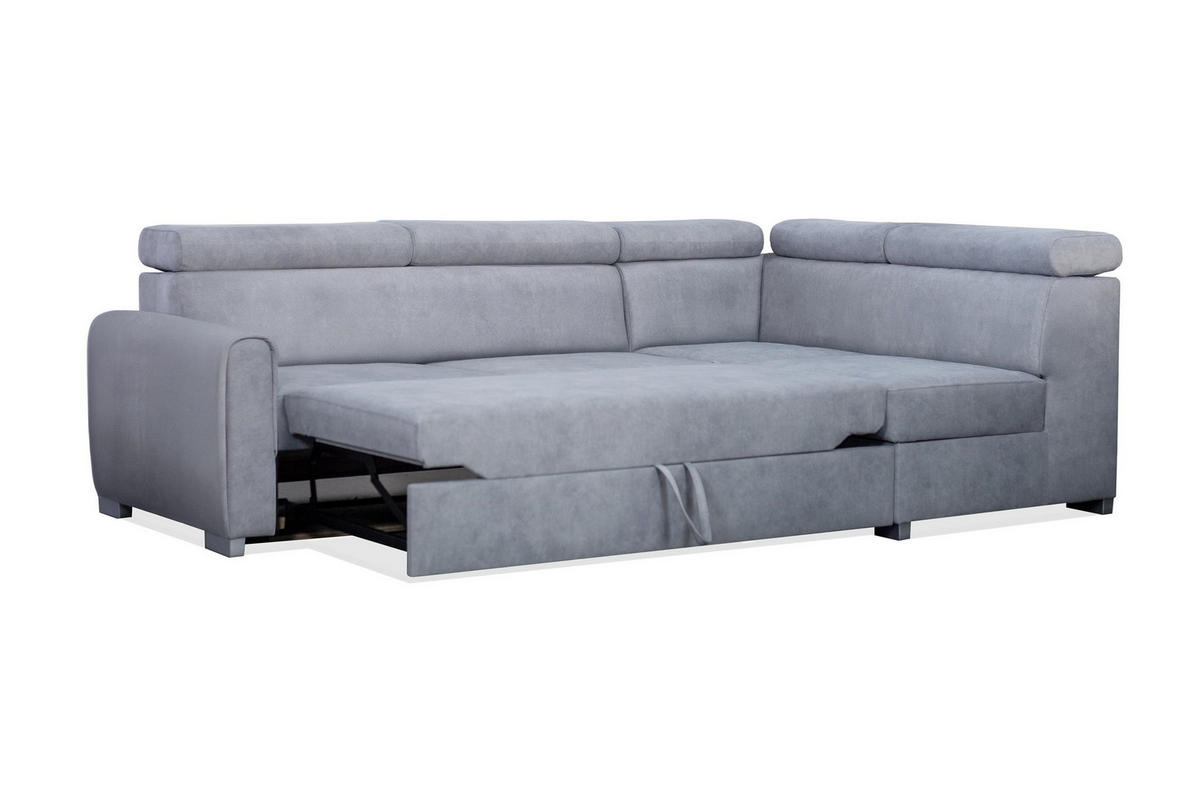 ECKSOFA Covo Grau, mit Schlaffunktion und verstellbaren Kopfstützen, rechte seite - Grau, Holzwerkstoff (253/156cm) - Bettso