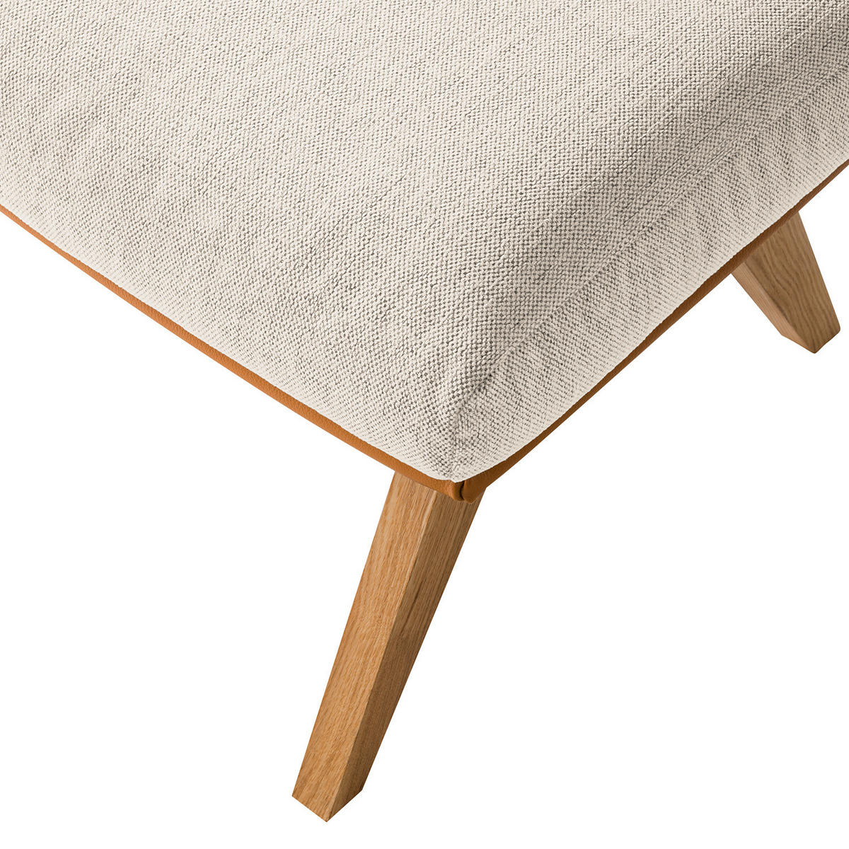 HOCKER mit Holzfüßen - Eichefarben/Cognac, Eichenholz/Textil (54/41/41cm) - home24