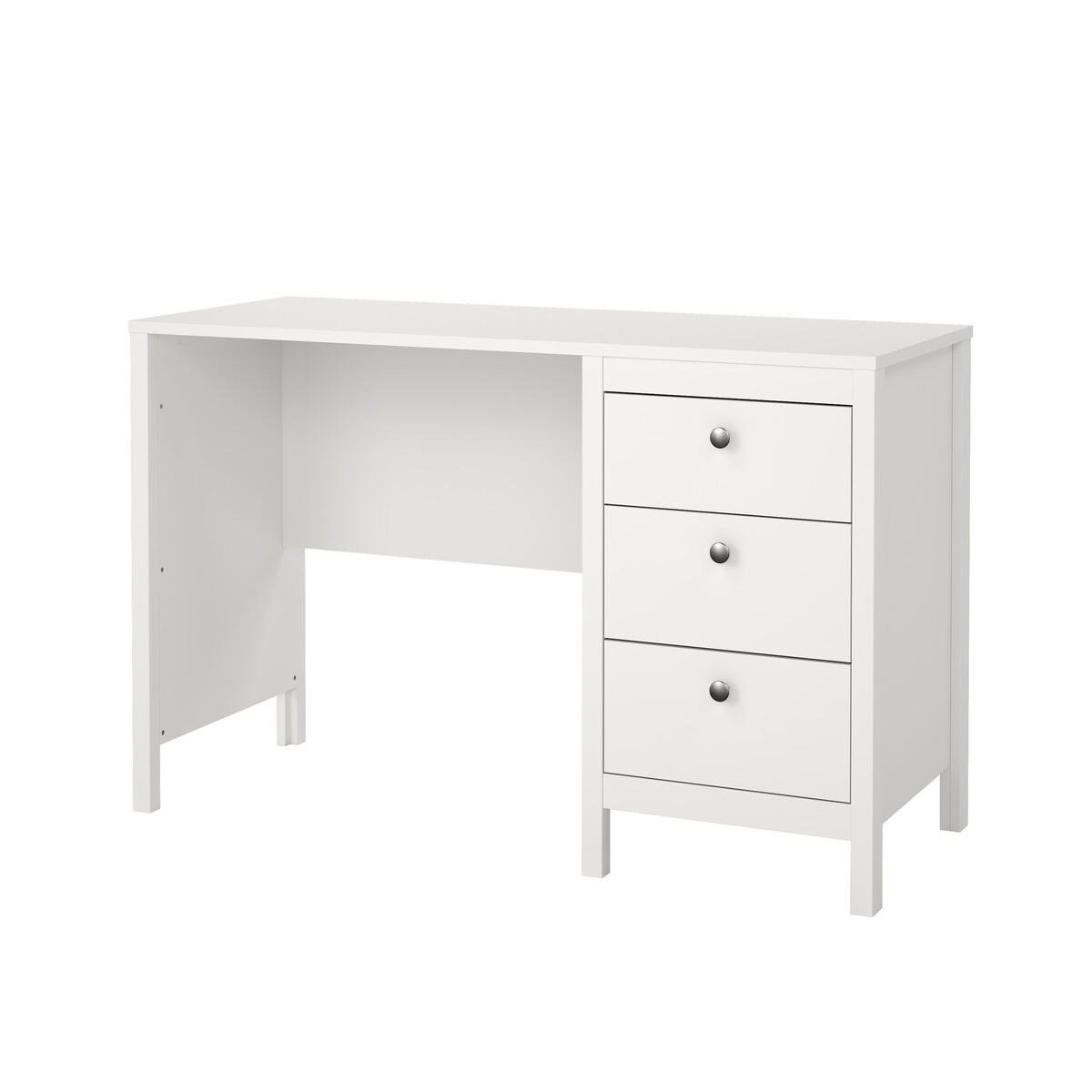 SCHREIBTISCH mit 3 Schubladen barcelone 120,4/48/76,5 cm - Weiß, Holzwerkstoff (120.4/48/76.5cm) - Calicosy