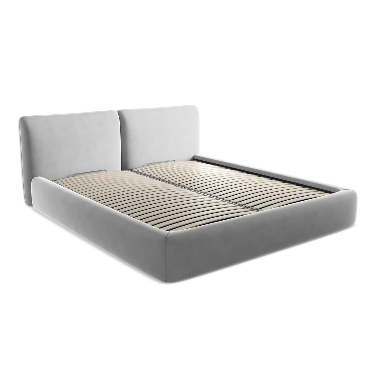 POLSTERBETT mit Bettkasten und Lattenrost 200x228 Grau - Schwarz/Grau, Kunststoff/Textil (180/200cm) - LaMiaSofa