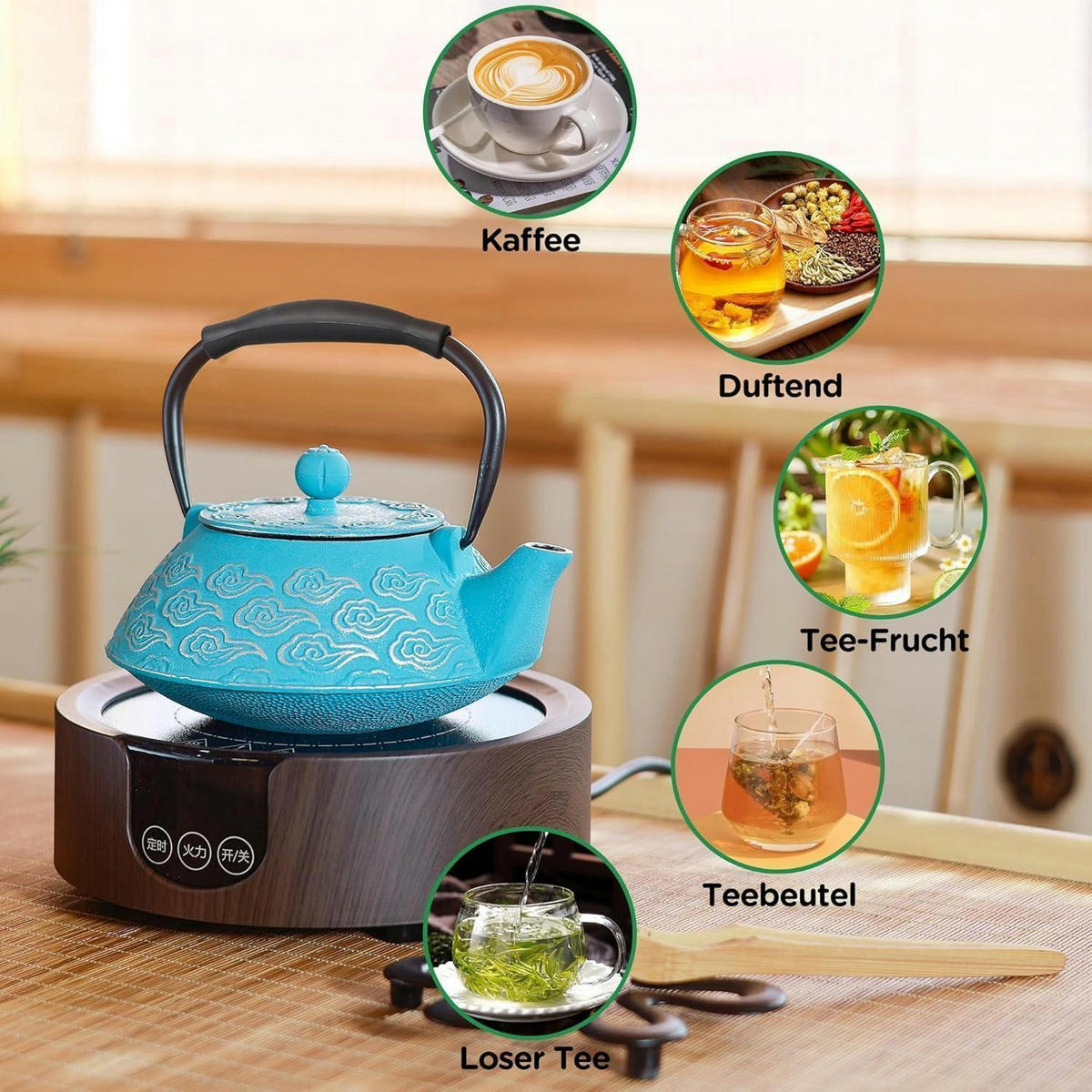 TEEKANNE aus Gusseisen 800 ml Himmelblau - Türkis, Metall (9/7.5cm)