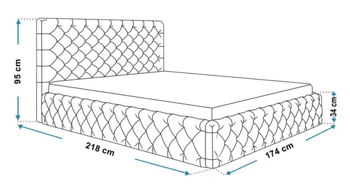 BETT Blau SIM 8 160x200 cm - Blau/Schwarz, Kunststoff/Textil (160/200cm) - Sepro Meble