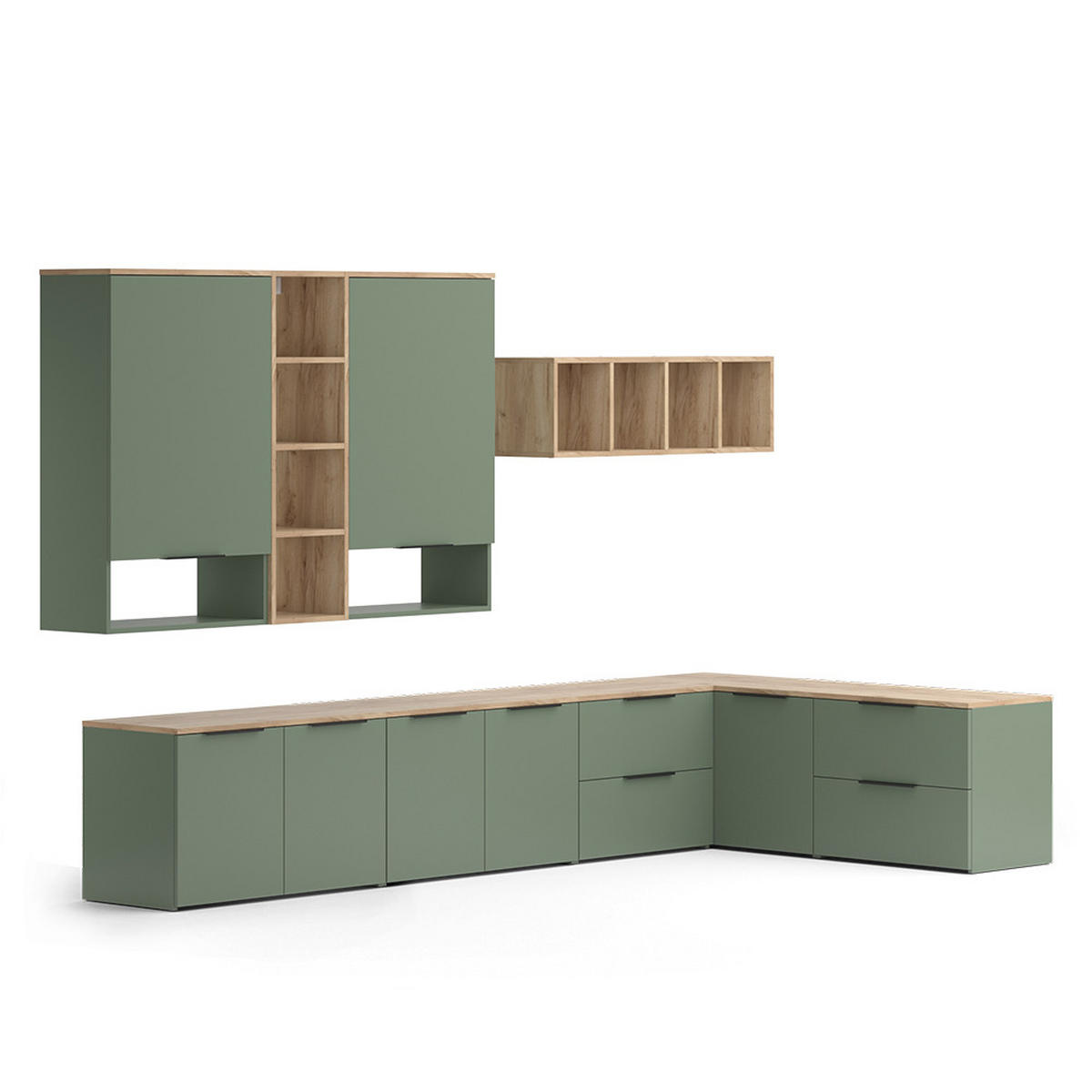 ŽIVÁ STĚNA Wido Zelená - Sonoma dub/zelená barva, kompozitní dřevo (80/50/40cm) - Vicco