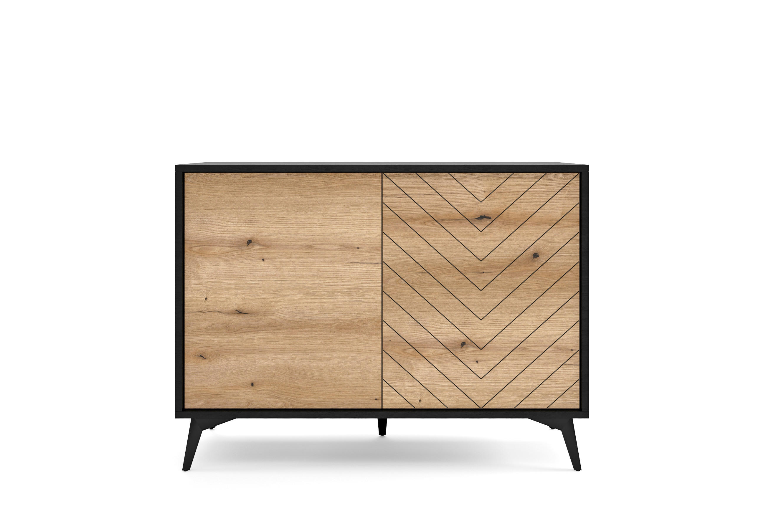 KOMMODE Diamond Eiche Evoke - Eichefarben/Schwarz, Holzwerkstoff (104/77/39cm) - Bettso