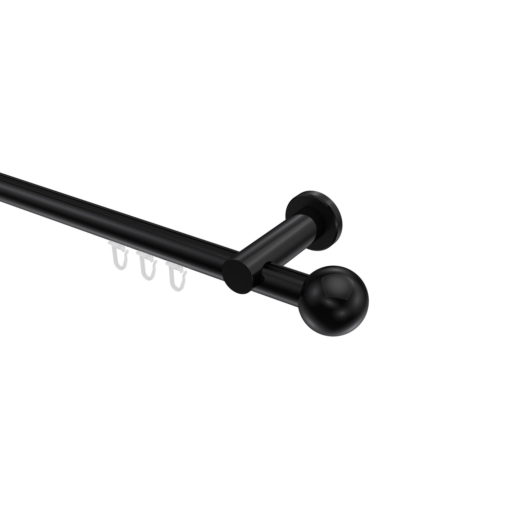 INNENLAUF-GARDINENSTANGEN-SET Platon Luino 200 cm, 1-läufig, 20 mm Ø Schwarz - Schwarz, Metall (200cm) - INTERDECO