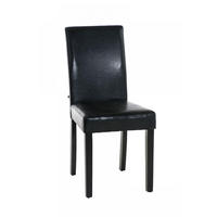 STUHL Lederlook schwarz - Schwarz, Holz/Textil (41/91/47cm) - CLP