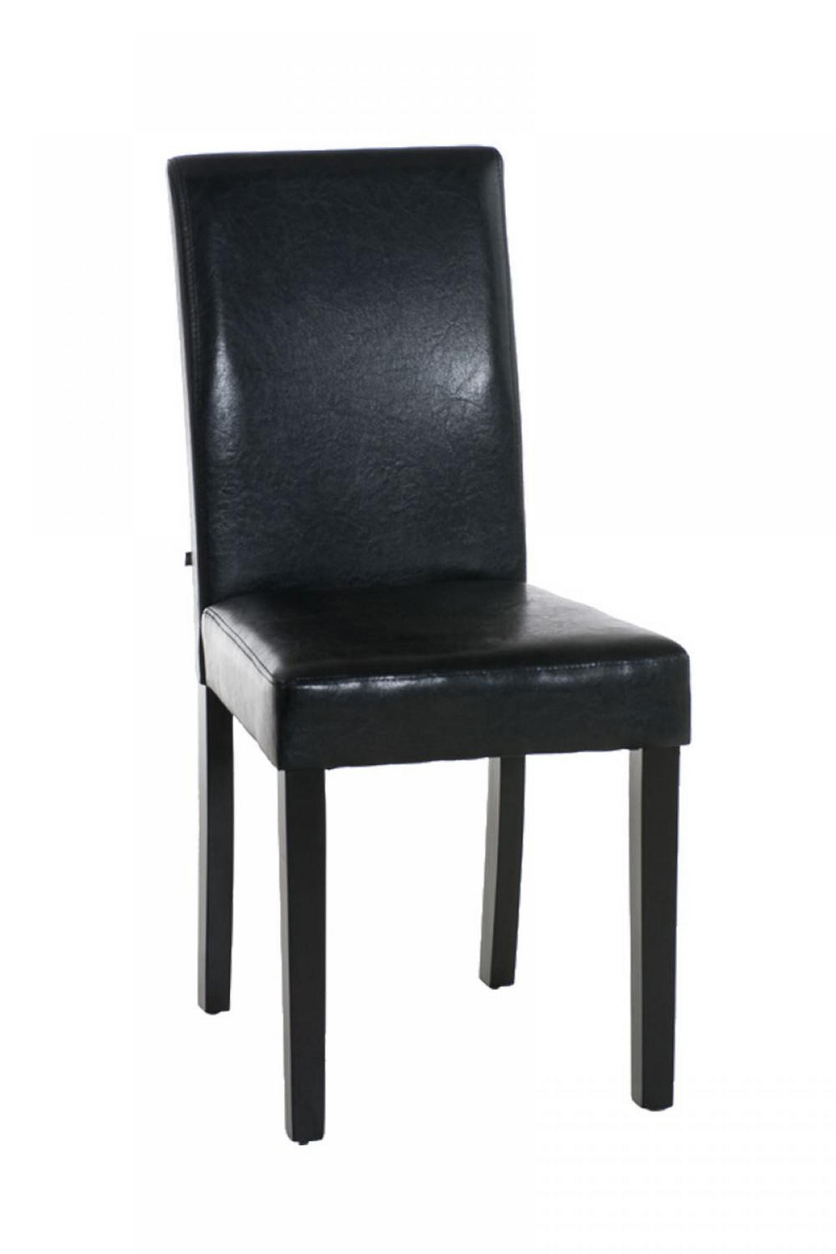 STUHL Lederlook schwarz - Schwarz, Holz/Textil (41/91/47cm) - CLP
