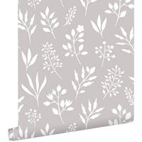 TAPETE Blumenmuster im skandinavischen Stil 53 cm x 10.05 m - Grau, Papier (53/1000cm) - ESTAhome