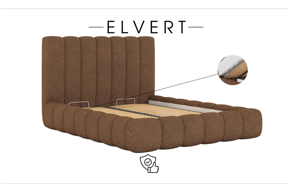 POLSTERBETT aus Polyester Elvert 180x200 cm, Dunkelbraun - Dunkelbraun, Textil (180/200cm) - Meblito