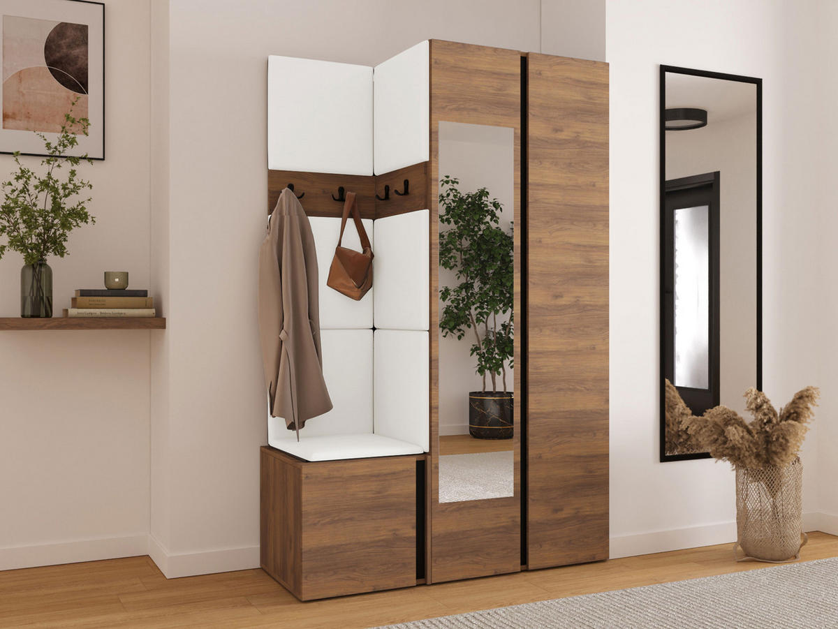 MOBILIER PENTRU HOL Orion XXVI - alb/culoare lemn de nuc, material plastic/compozit lemnos (116/186/46cm) - MIRJAN24