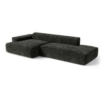 ECKSOFA (links) HANA Strickvelours Dunkles Anthrazit 300cm - Dunkelgrau/Anthrazit, Textil (300/155cm) - Premium Interiors