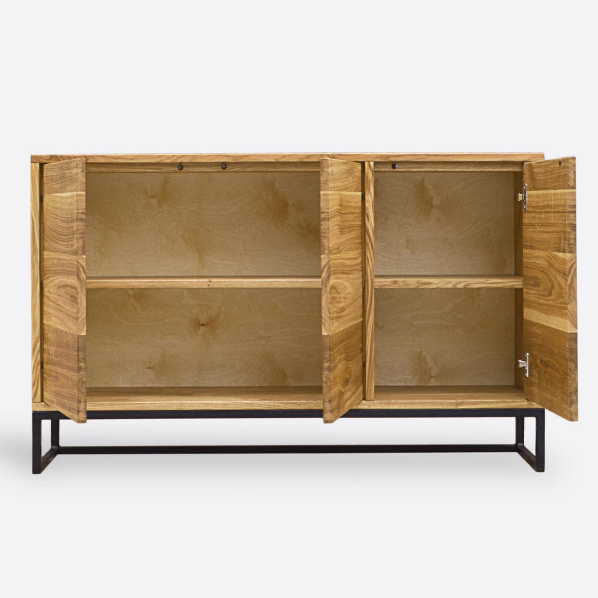 KOMMODE aus Eichenholz im Industriestil auf einem metallenen Gestell MERIS II - Eichefarben, Holz (120/75/40cm) - Rawood Furniture