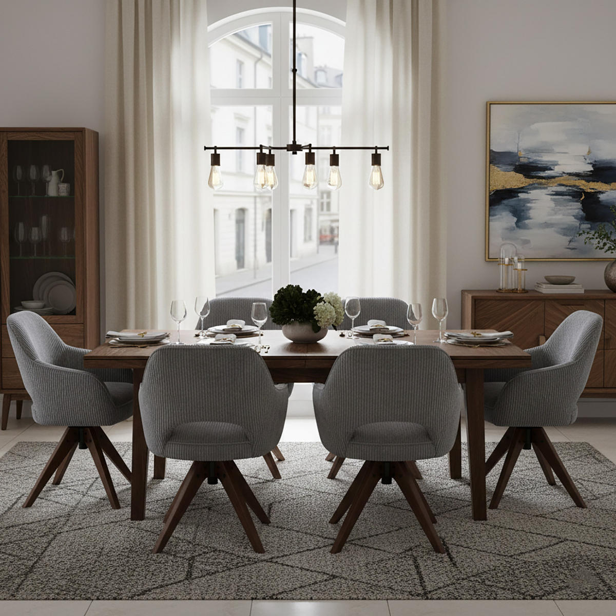 DREHSTUHL Mika-Lena 2er-Set - Nussbaumfarben/Grau, Eichenholz/Holz (60/87/65cm) - DUBI Möbel