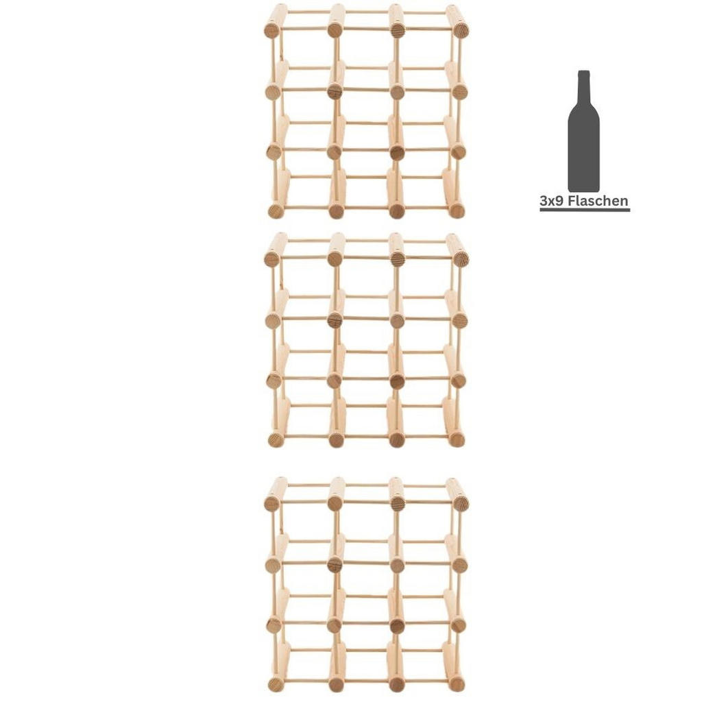 Thumbnail - Proregal Weinregal, Natur, Holz, Kiefer, Rechteckig, 108x36x24 cm, Wohnzimmer, Regale, Weinregale