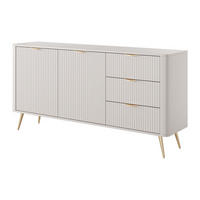 SIDEBOARD mit 2 Türen & 3 Schubladen - MDF - Beige & Goldfarben - ELONARIA II - Beige, Holz (163.2/81.2/38cm) - Vente-Unique