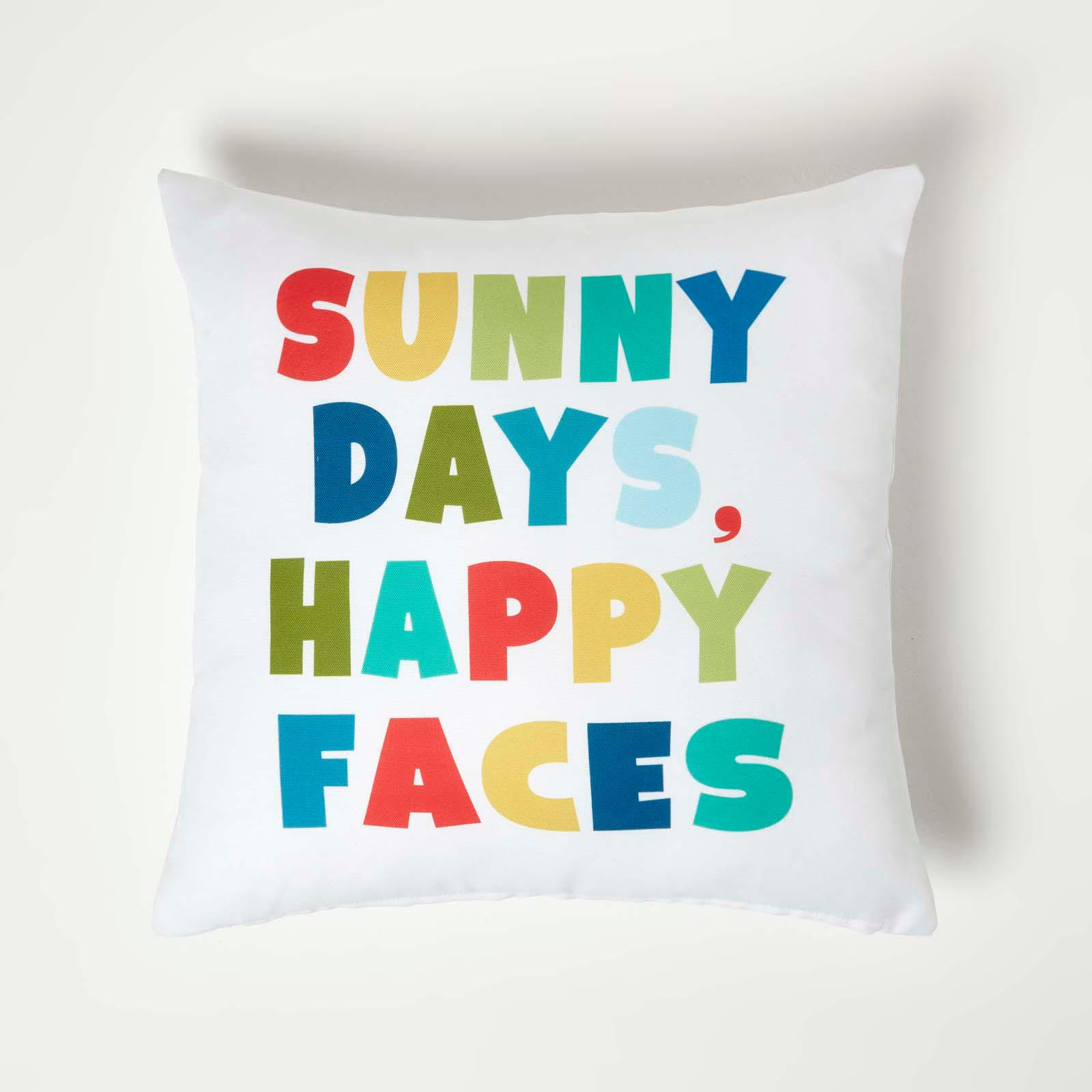 OUTDOOR-KISSEN 2er-Set 45/45 cm – Sunny Days, Happy Faces - Multicolor, Textil (45/45cm) - Homescapes
