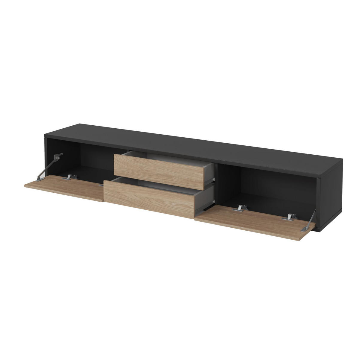 TV-LOWBOARD Moddern Anthrazit / Eiche 180 cm - Beige/Anthrazit, Holzwerkstoff (180/32/36cm) - Selsey