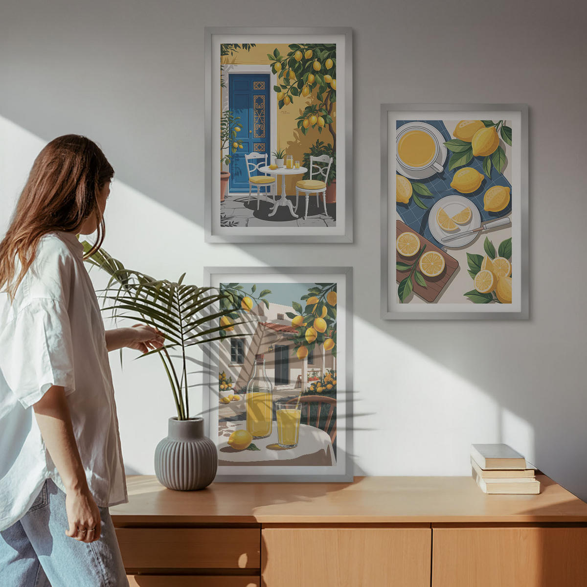 BILDER SET 3er Set - 40x60 cm Silberner Rahmen - Patio Sun Limonade - Silberfarben, Kunststoff (40/60cm) - TULUP