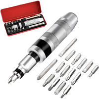 SCHRAUBENDREHER-SET-DIY,ES wird mit 15 Bits geliefert (Schlitz-, Kreuzschlitz- und Sechskantbits). - Silberfarben, Metall (2.5/2.5/16.5cm) - LIBRATON