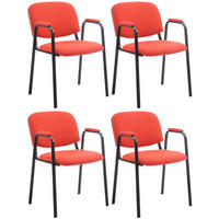BESUCHERSTUHL 4er Set Stoff rot - Rot/Schwarz, Textil/Metall (53/79/55cm) - CLP