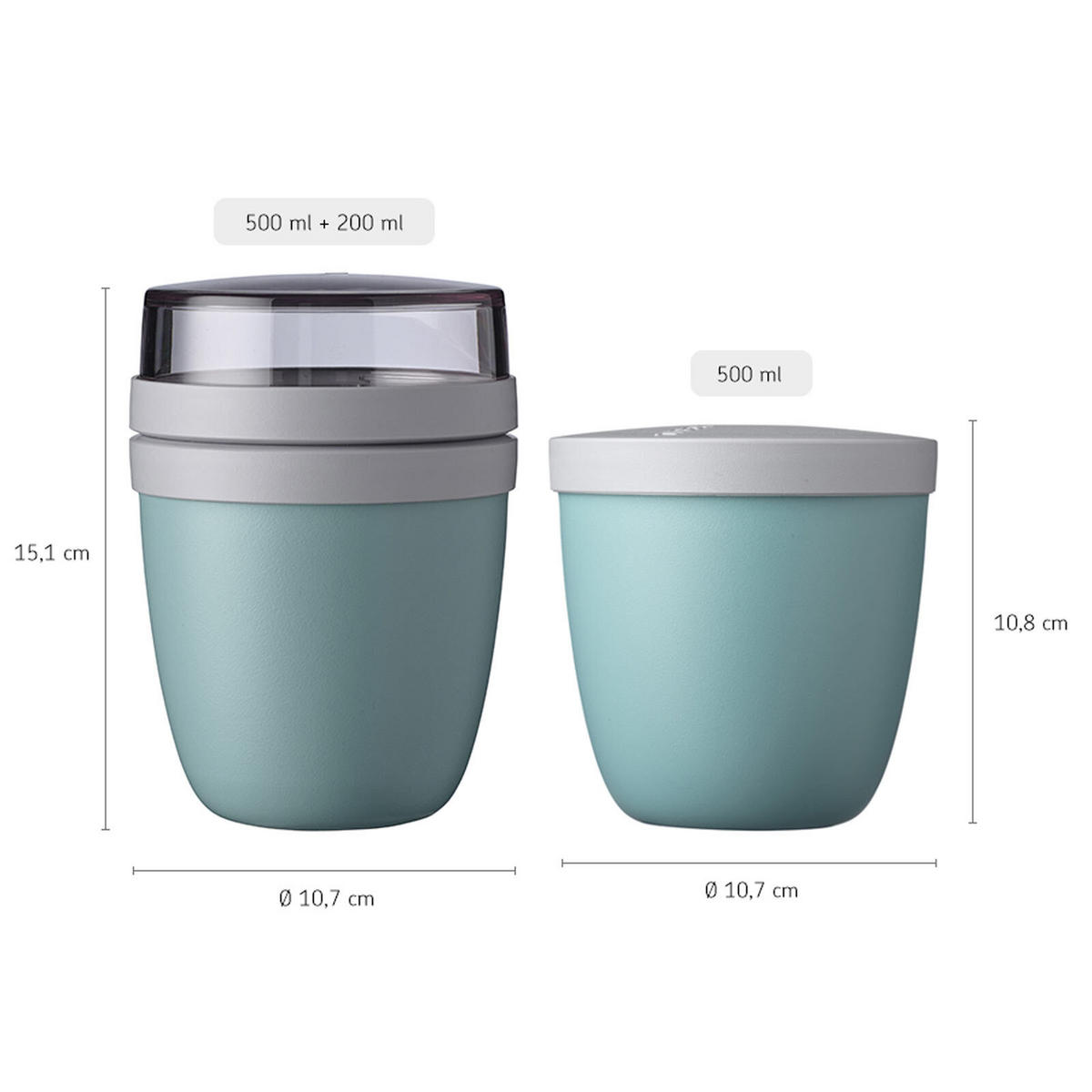 LUNCHPOT SWITCH Ellipse Nordic Green 500 ml (+ 200 ml) - Türkis, Kunststoff (10.7/15.1/10.7cm) - Mepal