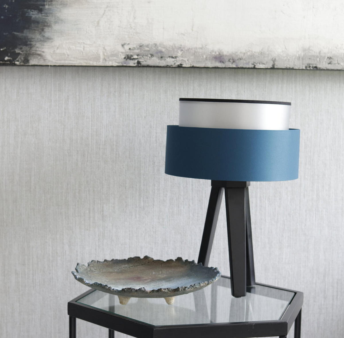 TISCHLAMPE Blau 30/45 cm - Silberfarben, Kunststoff (30/0.7/45cm) - ONZENO