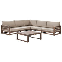 LOUNGE SET 5-Sitzer zertifiziertes Holz dunkelbraun modular Auflagen taupe Timor II - Dunkelbraun, Holz - Beliani