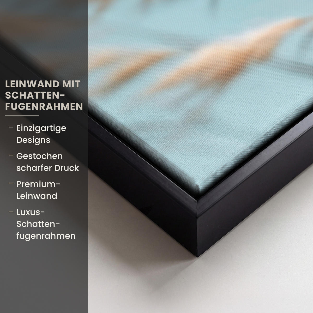 LEINWAND Bilder mit Rahmen - Ziergras - Wind - Hellbraun - 50x50 - Hellblau, Textil (50/50cm) - MuchoWow
