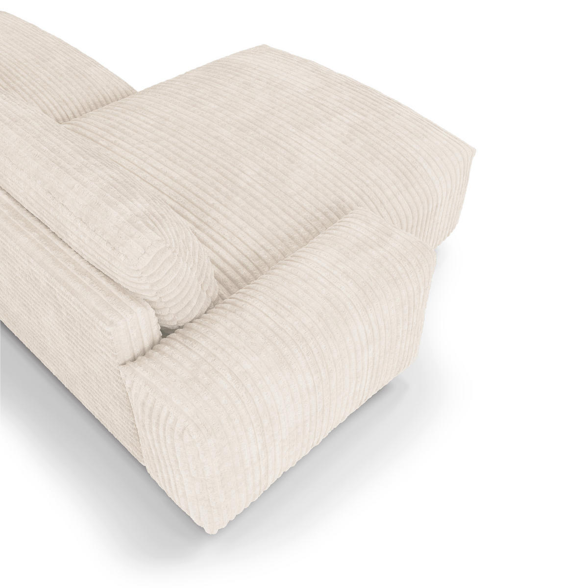 ECKSOFA LINKS Gerippter Samt XXL Creme 220cm - Creme, Textil (120/220cm) - Sia Home