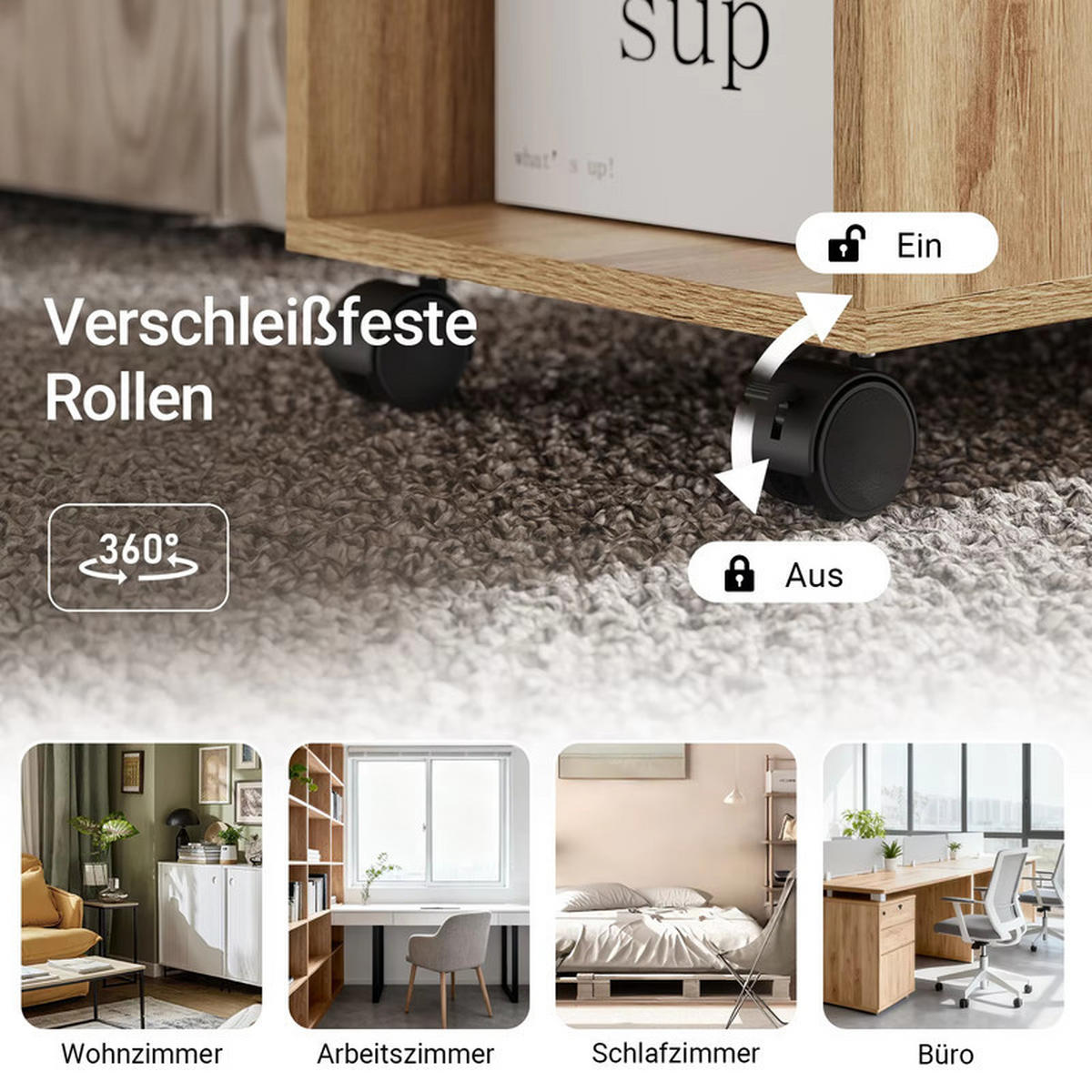 COUCHTISCH mit Rollen 2 Ebenen 70x35x60 cm Ablagefach - Naturfarben, Holz (35/70/60cm) - Kaket