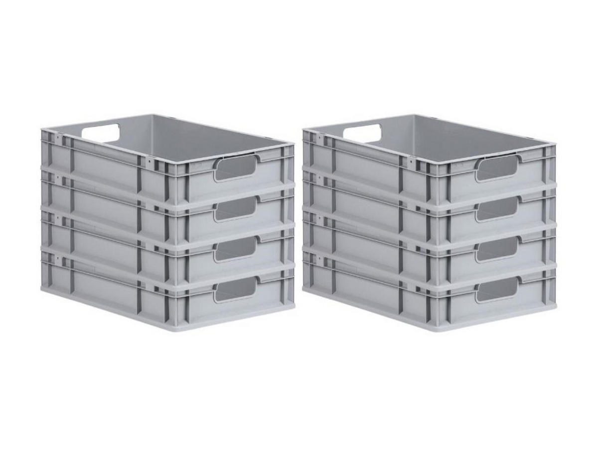 EUROBOX 8x Nextgen Economy Griffe Offen 12x40x60cm 23 Liter - Grau, Kunststoff (40/12/60cm) - PROREGAL