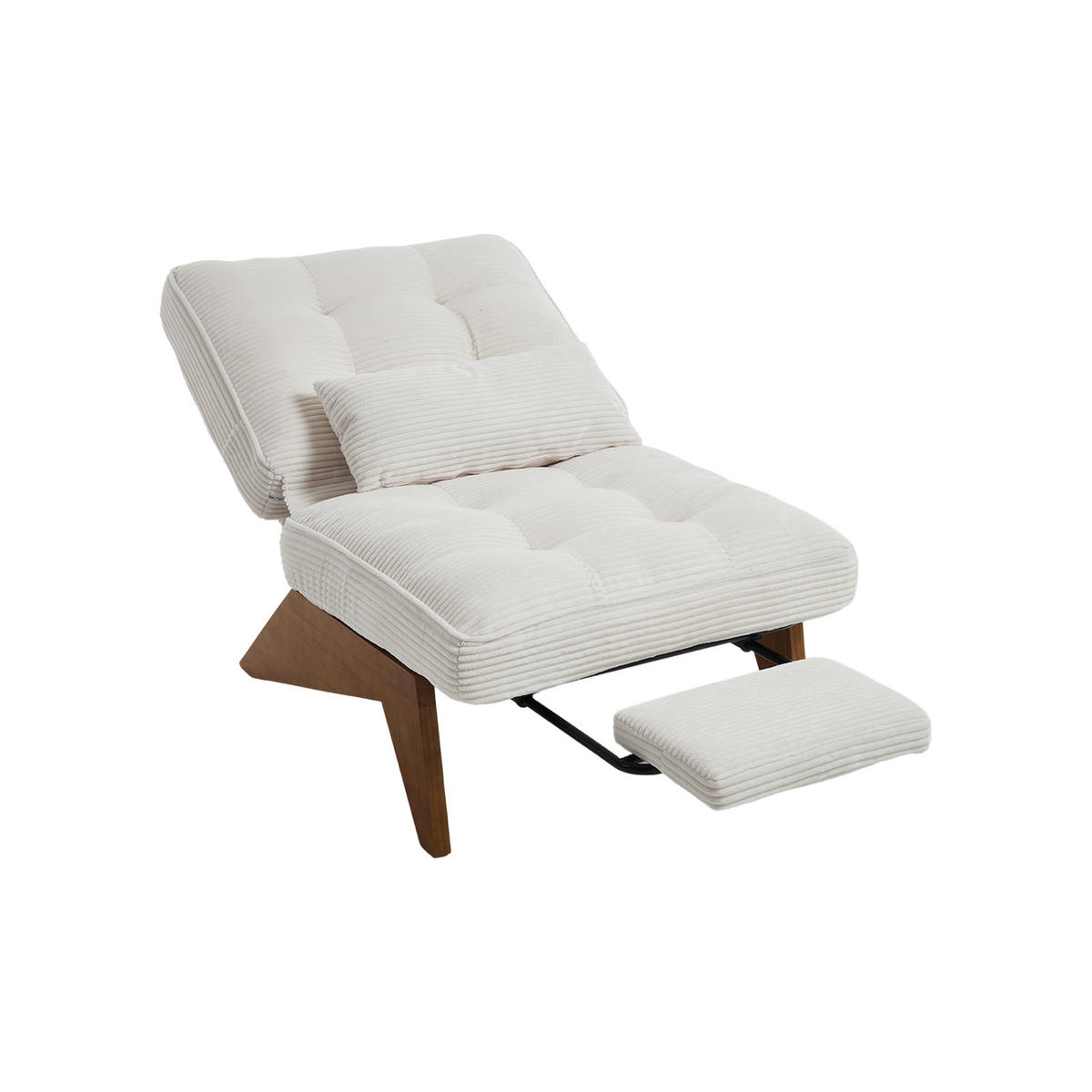 SESSEL Relaxsessel mit Fußstütze & Lendenkissen,verstellbar,Beige - Beige, Holz (73/90/59cm) - LVHOM