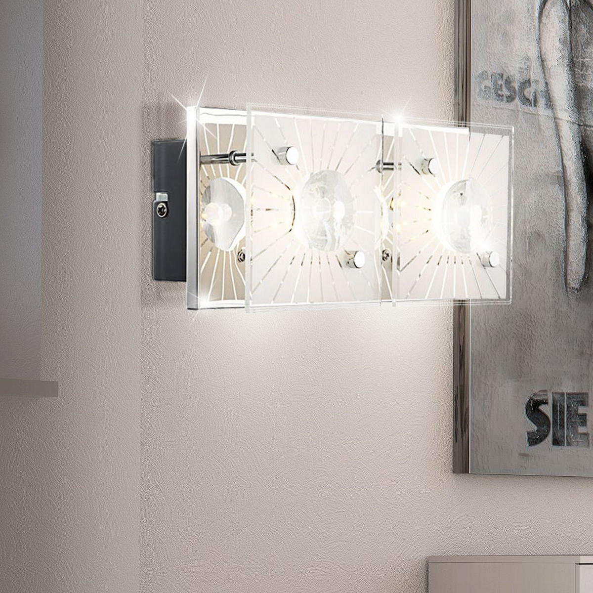LED WANDLEUCHTE Metall Kristalloptik Silber - Silberfarben, Glas (11/10/24cm) - Globo Lighting