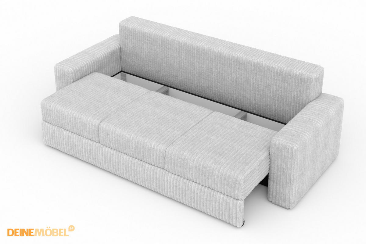 SOFA TIMON 245cm breit in Cord Creme - Creme, Holz/Holzwerkstoff (245/90/92cm) - Deine Möbel 24