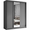 SCHWEBETÜRENSCHRANK Helix 180/216/61 grau+weiß mit Schubladeneinsatz - Weiß/Grau, Holzwerkstoff (180/216/61cm) - Beautysofa