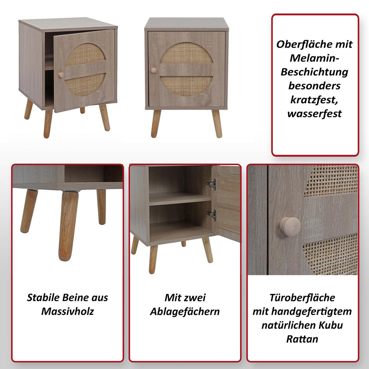 NACHTTISCH rechteckig Braun - Braun, Holz (40/56/40cm) - MCW