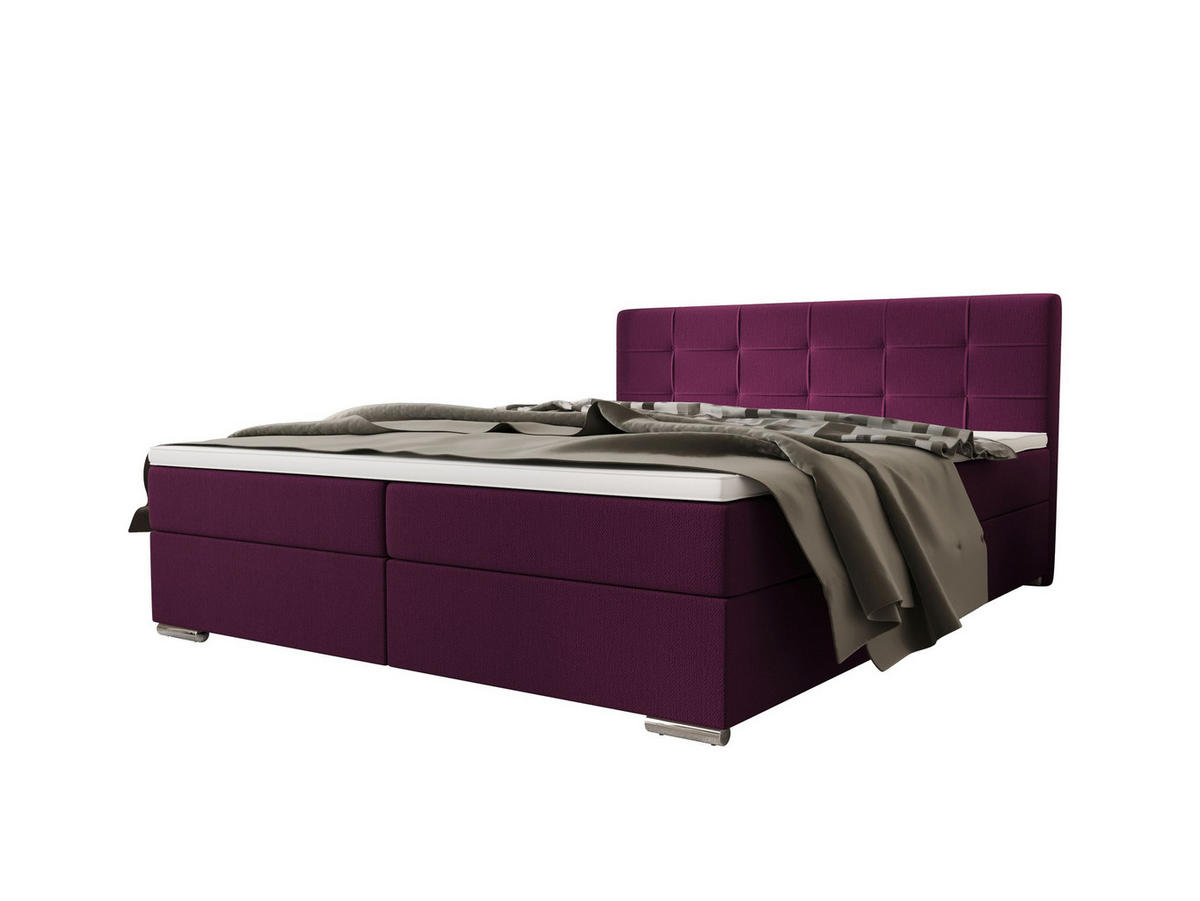 BOXBETT ZILANO 1 mit Matratze H3 und Topper 140x200 Cosmic 110 - Violett, Holz/Textil (140/200cm) - Bedante